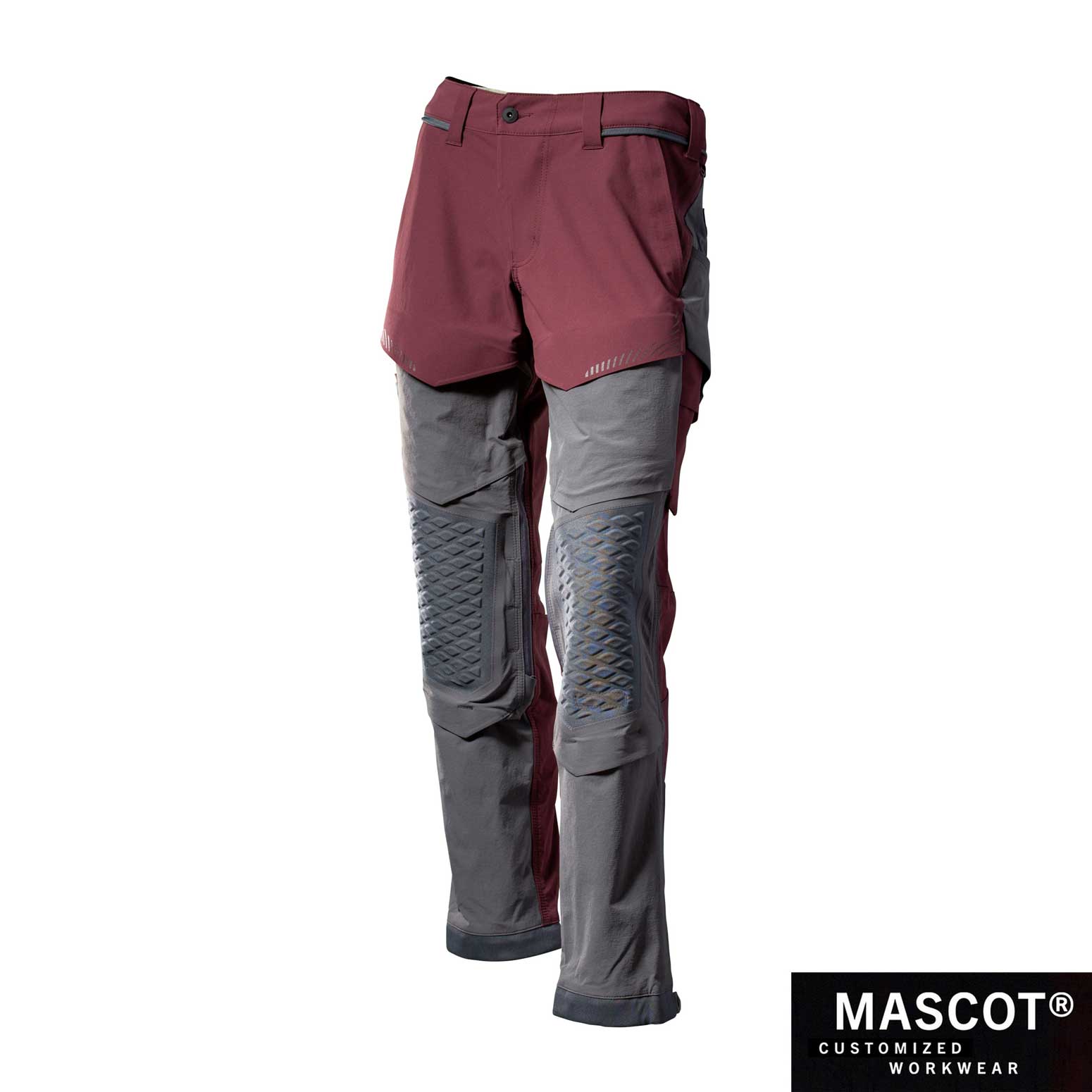 MASCOT® CUSTOMIZED Hose mit Knietaschen 22279 bordeaux/anthrazitgrau AT Arbeitsschutz GmbH – Bannenberg